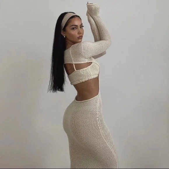 2PC Backless Knit Dress - Picture 3 of 13